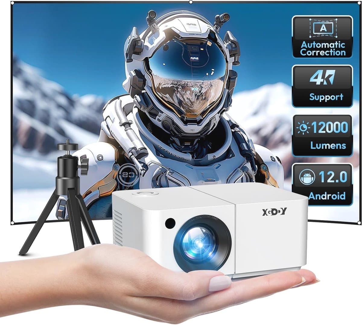 Draagbare Mini-Beamer met Android 12, 1080p en WiFi 6 — afbeelding 1