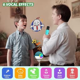 Karaoke Set - Kinderen - 2 Microfoons - Bluetooth - Lichtshow - Lichtblauw — thumbnail 4