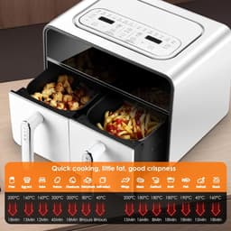 Equivera Dubbele Airfryer - Dubbele Mand - Dual Cook - Heteluchtfriteuse - Verschillende Programma's - Dual Zone - Mega — thumbnail 3