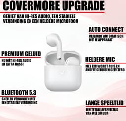 Bluetooth Oordopjes - Draadloze oortjes - Oortjes draadloos - In-Ear Oordoppen - Geschikt voor iPhone 12/13/14/15/16 Plus, Pro, Pro Max, iPad Pro, Air, 2022 en Samsung Galaxy A55, S24, Samsung Tablet S9 Plus, A9 etc. - Bluetooth 5.3 - Wit — thumbnail 4