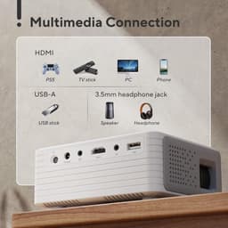 Full HD 1080P Mini Beamer op Statief - Voor Home Theater - 5500 Lumen - 55000 Uur LED - Smartphone HDMI USB Laptop Firestick AV PS5 Beamer — thumbnail 3
