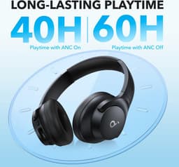 soundcore van Anker Q20i - Hoofdtelefoon met hybride actieve ruisonderdrukking - Bluetoothoordoppen - Speelduur van 40 u - Hi-Res Audio - Veel bas - Appinstellingen - Transparantiemodus - Ideaal voor op reis — thumbnail 4