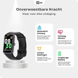 Kiraal Venture Active - AMOLED Activity Tracker - Stappenteller - Hartslagmeter - Bloeddrukmeter - Smartwatch - Waterdicht - Heren - Dames - Nederlandse Handleiding - Zwart — thumbnail 2