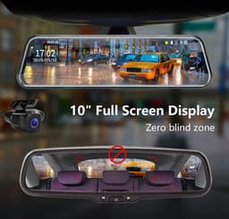 10 inch/24 cm dashcam met touchscreen - Full HD 1080 pixels - 10 m kabel - 170 graden groothoeklens - nachtzicht - loop recording - G-sensor — thumbnail 2