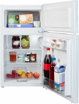MEDION mini-koelvriescombinatie (85 liter, 61 liter koelruimte, 24 liter vriesruimte, vrijstaand, 40 dB, transparante groentelade, deurscharnieren kunnen worden verwisseld, MD 37689) grijs — thumbnail 4