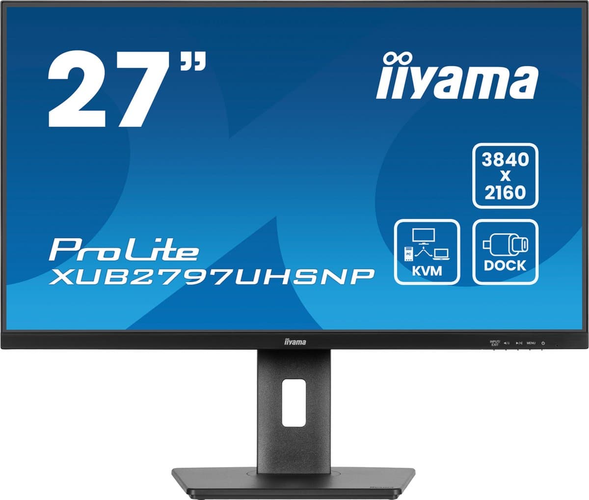 iiyama ProLite XUB2797UHSNP-B1 - 27 inch - 4K - IPS - USB-Hub (4x) - Verstelbaar - USB-C Dock - KVM-switch — afbeelding 1