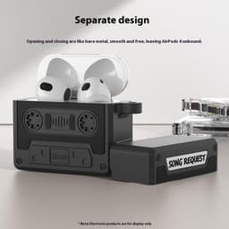 Telestore hoesje geschikt voor AirPods 4 soft case cover- retro cassettebandje bandje tape - TPU hoesje Beschermhoes - AirPods 4 Cover - AirPods 4 hoesje - Geschikt voor Apple Airpods 4 - gel hoesje - Oranje — thumbnail 2