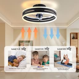 Plafondventilator Met Verlichting - Smart Lamp Met Afstandsbediening – Plafonniere Keuken Lamp Met 6 Ventilatiesnelheden - Woonkamerlamp – Plafond Ventilator Lamp Met Timer - Wit — thumbnail 3