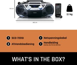 Lenco SCD-720SI - Draagbare DAB+ Radio met Bluetooth, CD-speler en Cassette - Stereo Boombox - Netstroom & Batterijen - Zilver — thumbnail 5
