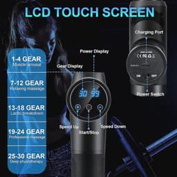 Massagepistool met 30 snelheden en LCD-touchscreen - Stil handmassageapparaat voor spieren en ontspanning — thumbnail 3
