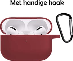 Hoesje Geschikt voor Apple AirPods Pro 2 - Siliconen Hoes met Clip - Silicone Case Cover - Wijnrood — thumbnail 2