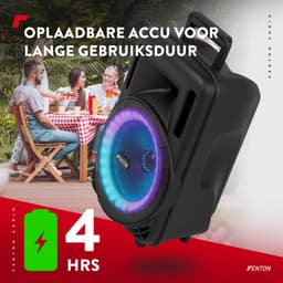 Speaker Bluetooth - Fenton FT08LED MK2 karaoke box met LED’s, accu en microfoon - Voor huisfeestjes — thumbnail 3