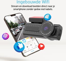 Norrmalm® Dashcam voor auto - 3K - GPS - Wifi - App (iOS, Android) - 64GB SD-Kart - G-sensor - Loop recording - Zwart — thumbnail 2