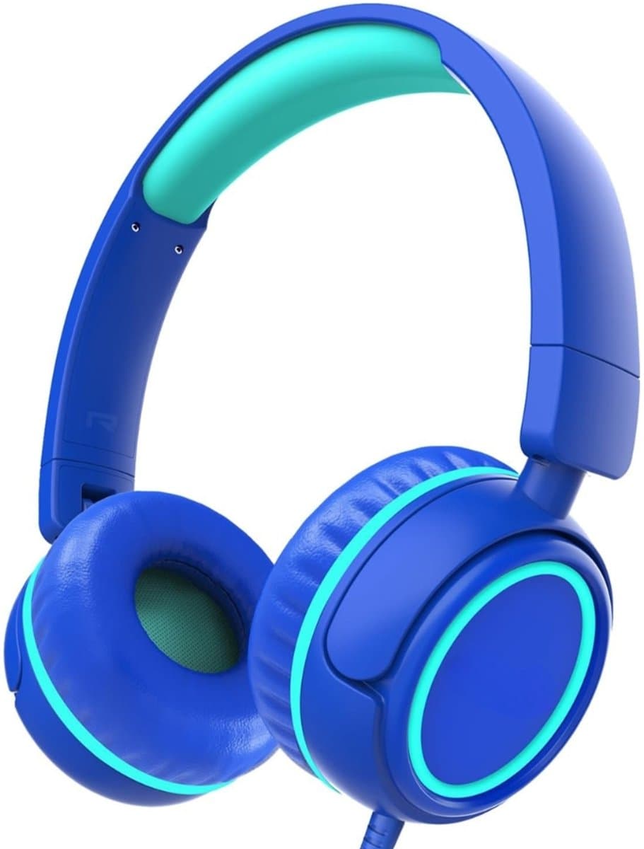 StayPowered Koptelefoon - Veilig & Comfortabel voor Kinderen - 85dB Geluidslimiet - Zacht Memory-Schuim - Ergonomisch Ontwerp - Opvouwbaar & Duurzaam - Verstrengelvrij Kabel - Universele Compatibiliteit - Darkblue - Levering Sneller dan Aangegeven! — afbeelding 1