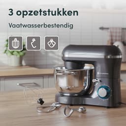 KitchenBrothers 2000W Keukenmachine - Keukenrobot - 6,2L - Mixer met Mengkom - Keukenmixer - BPA-vrij - Antraciet — thumbnail 4