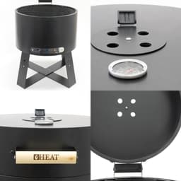 HEAT Houtskoolbarbecue - Compacte Draagbare BBQ met Thermometer en Luchtregulatie - Zwart Staal - 40x40x57 cm — thumbnail 4