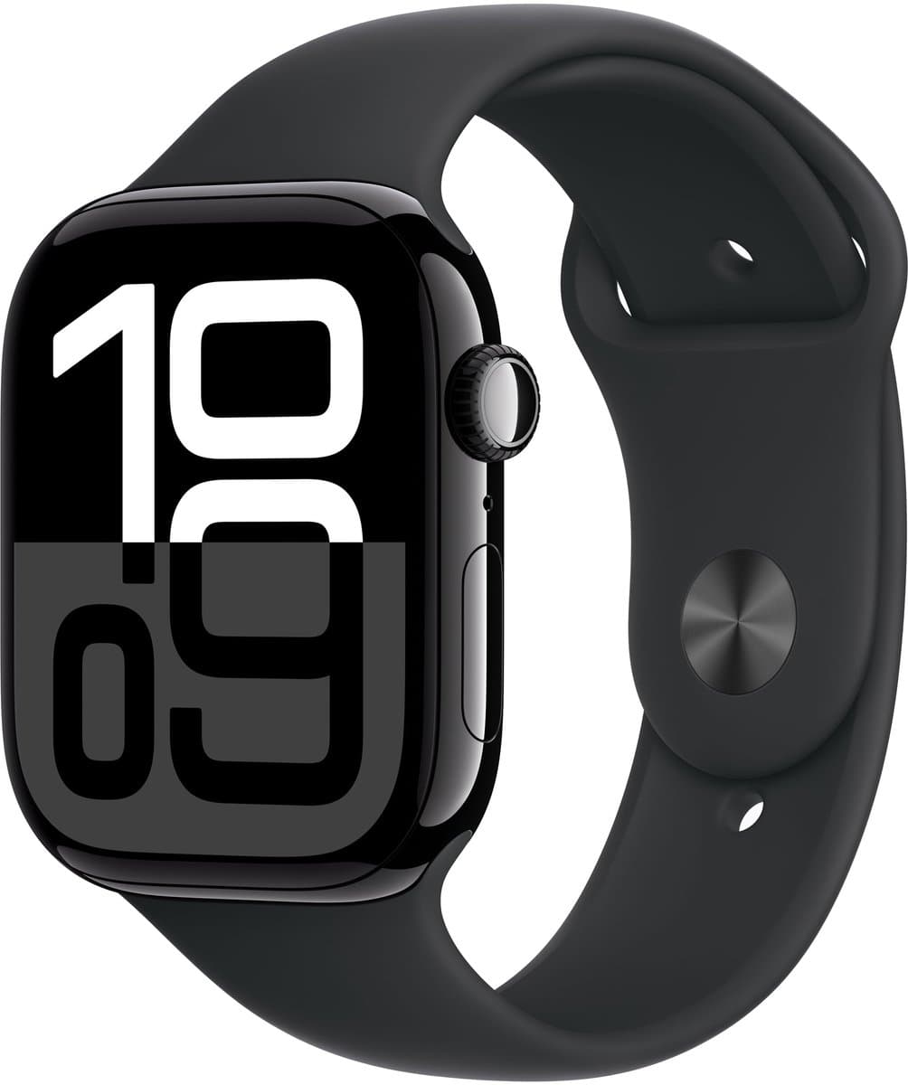 Apple Watch Series 10 - Wifi - 46mm - Zwarte Aluminium Case met Zwart Sportbandje - M/L — afbeelding 1