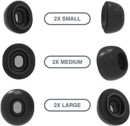 Foam eartips geschikt voor Airpods Pro (2) - zwart - 6× Mix (2×S + 2×M + 2×L) - zachte memory foam opzet oortjes - foamigo® — thumbnail 1
