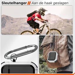 Schokbestendig Hoesje - Geschikt voor Apple AirPods 4 - Hardcase Met Sleutelhanger - Zwart & Wit — thumbnail 3