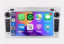 Autoradio 1/32GB met Carplay en Android auto | Geschikt voor Opel Astra H, Corsa D, Vectra C, Combo, Antara, Zafira, Meriva, Vivaro, Tigra 2001-2013 | Radio scherm met Navigatie | 2001 2002 2003 2004 2005 2006 2007 2008 2009 2010 2011 2012 | Zilver — thumbnail 1