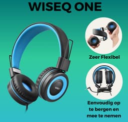 WiseQ One Kinderkoptelefoon met Draad – Koptelefoon Kinderen met Draad – Hoofdtelefoon met Kabel – Volumebegrenzer – Microfoon – Geluidsdempend – Zwart Blauw — thumbnail 5