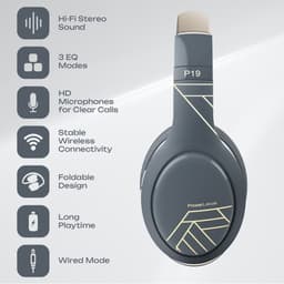 PowerLocus P19 Bluetooth Koptelefoon - Koptelefoon Draadloos - tot 70 Uur Speeltijd en met Aux Kabel - Over Ear Hoofdtelefoon - 3 EQ-Modi - Met Draagtas – Asfalt Grijs — thumbnail 2