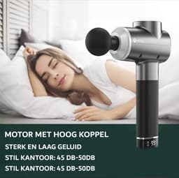 Massage Gun - Massage Apparaat - Sport & Relax - 6 Snelheden - 3200bpm - 6 Opzetkoppen - Incl Koffer - Zwart — thumbnail 2
