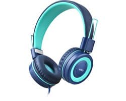 Kinder Koptelefoon met Draad – Koptelefoon Kind – HUFTERPROOF Hoofdtelefoon met Kabel en Microfoon voor School en Tablet – Geluidsdempend – Volumebegrenzer