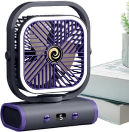 Tafelventilator - StilleStatiefventilator - Vloerventilator - Zomerkoeling- Draagbare Ventilator Sterke Koeling - Oplaadbaar & Verstelbare Hoek - voor Thuis, Slaapkamer, Studentenkamer, Kamperen - Wit - 1 Stuk — thumbnail 1