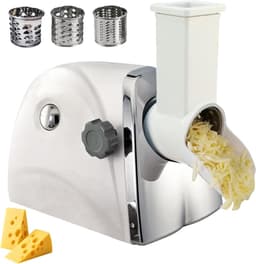 Elektrische Kaasrasp - Keukenmachine Versnipperaar - Snel Ingrediënten Bereiden - 3 Roestvrijstalen Messen - 300W Vermogen - Zilver — thumbnail 1