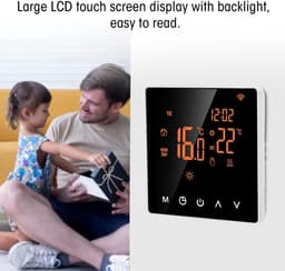 Programmeerbare Thermostaat - Slimme Regelaar - Comfort Verhoging - LCD Touchscreen - 230 Volt - Wit — thumbnail 3