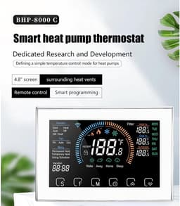 Slimme Thermostaat - Warmtepomp Bediening - Energie Besparen - App en Spraakbesturing - LCD Kleurenscherm - Wit — thumbnail 5