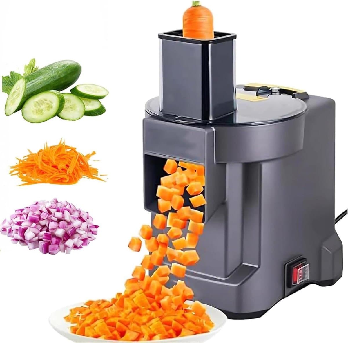 Elektrische Keukenmachine - Groentehakker Slicer - Snel Maaltijden Maken - Verschillende Snijvormen - 37 cm Hoog - Zilver — afbeelding 1