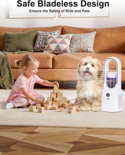 Bladeless Tafelventilator met Mistbevochtiger - Stille Ventilator voor Slaapkamer en Kantoor - Veilige Ventilator zonder Bladen - Compacte Aircofan met Touch Control-wit — thumbnail 2