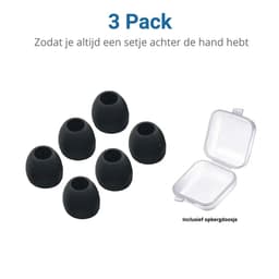3 Pack Siliconen Small (S) Dopjes Oordopjes Vervanging Tips Flexibele Eartips Oortips Geschikt voor Oordopjes / Headsets Inclusief opbergdoosje Zwart — thumbnail 2