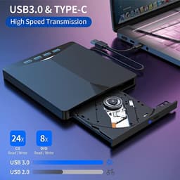 Externe DVD Brander - Optische Drive - Bestanden Archiveren - Dubbele Interface - 20 x 16 x 2.5 cm - Zwart — thumbnail 2