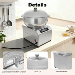 Deegmixer - Deegkneedmachine Elektrisch - Deeg Mengen - Dubbel Roterende Kom - 8kg - Zilver — thumbnail 2