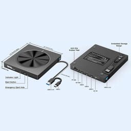 Externe CD DVD Writer - Optische Drive USB C - Bestanden Overzetten - Ingebouwde USB Hub - 4 USB Poorten — thumbnail 2