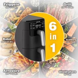 AIMASON ADS5353A Vertical Dual Zone Airfryer - 10L XXL Digitale Heteluchtfriteuse met 2 onafhankelijke manden - 2700W Snelle verwarming - 6 programma's - 30-230°C - Ruimtebesparend ontwerp - Receptenbook — thumbnail 5
