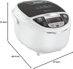 Elektrische Multicooker - Multi Kookpan - Dagelijkse Maaltijden Bereiden - 15 Voorgeprogrammeerde Kookfuncties - 6 Liter - Wit — thumbnail 2