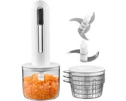 Elektrische Keukenhakker - Groentemaler Mini Hakker - Snel Ingrediënten Verwerken - Draadloos en Oplaadbaar - 400 ml Kom - Wit