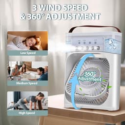 Mobiele , mini-luchtkoeler, tijdelijk met gratis anti muggen apparaat, 5-in-1 airconditioning, klein, draagbaar, 7 leds, luchtbevochtiger met 3 snelheden, luchtkoeler, ventilator met waterkoeling, voor keuken, kantoor — thumbnail 5