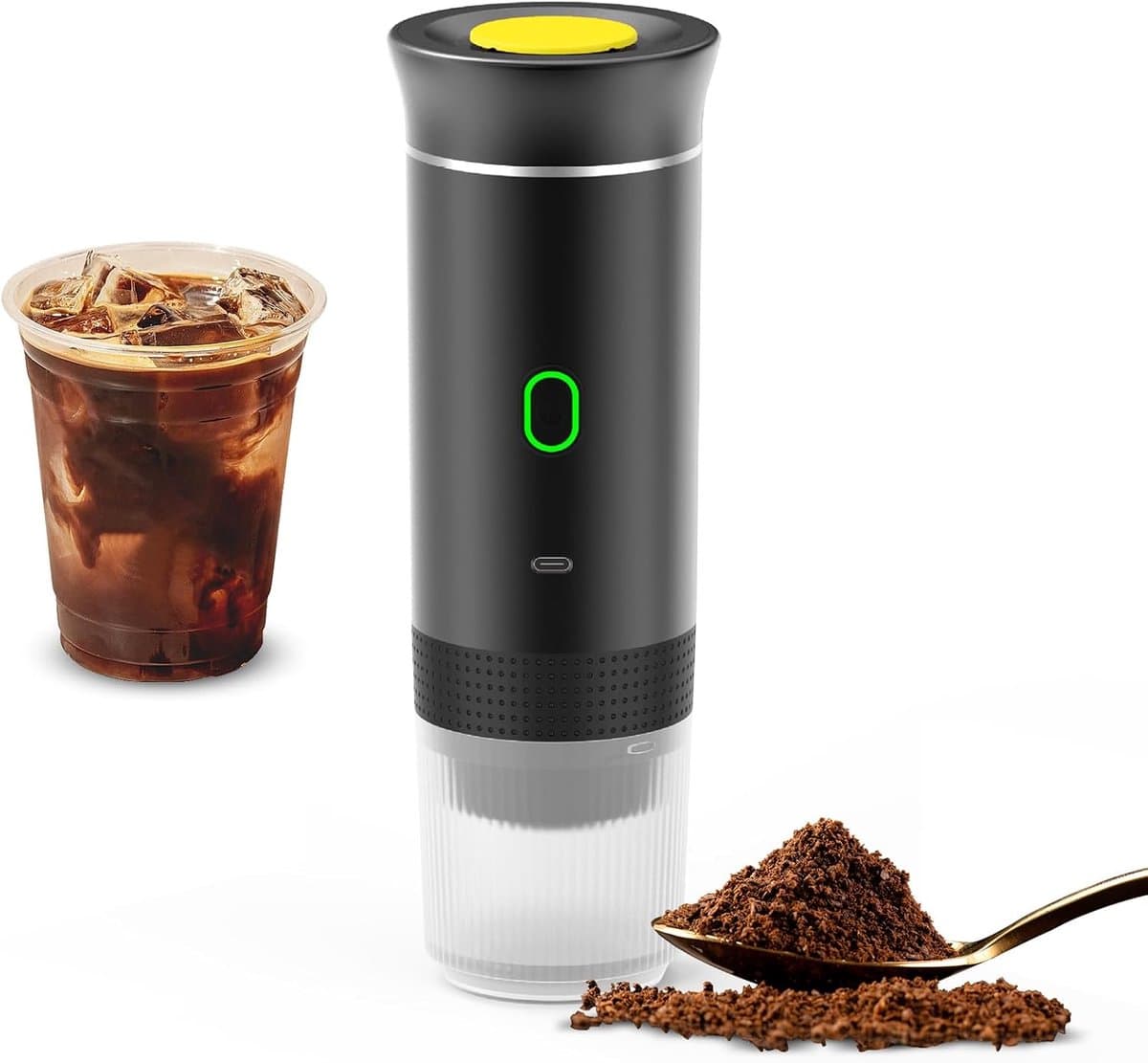 Draagbaar Koffiezetapparaat - Draadloos voor in de Auto - Espresso - Capsule Koffie - Gemalen Koffie - Cups - Oplaadbaar - Draagbare Koffiemachine - Zwart — afbeelding 1