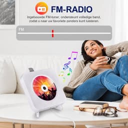 WINNES Draagbare CD speler met Bluetooth, Wandmontage CD-spelers Muziekspeler Home Audio Boombox met afstandsbediening FM-radio Ingebouwde HiFi-luidsprekers LCD-scherm MP3-koptelefoonaansluiting AUX-ingang Uitgang — thumbnail 5