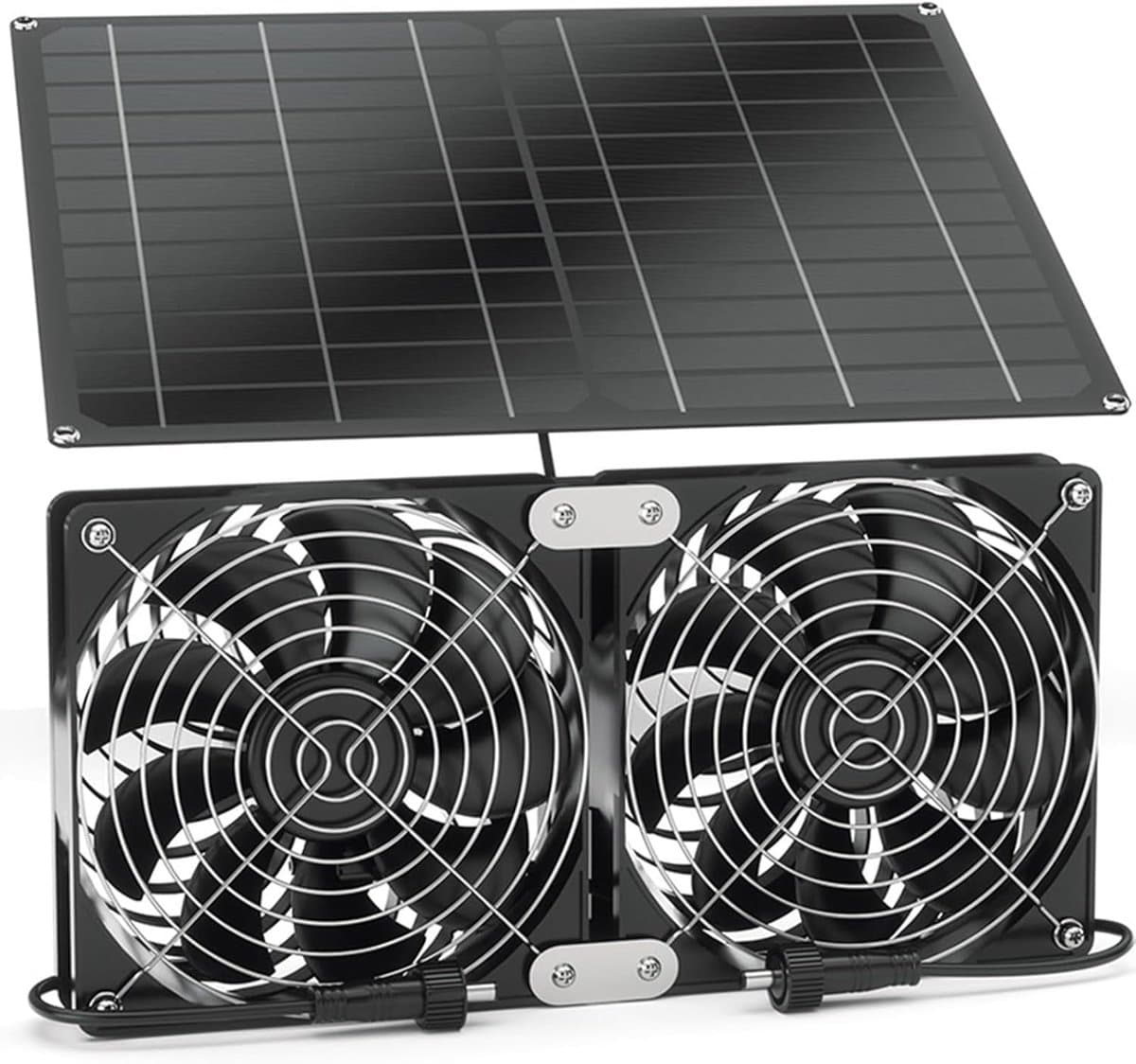 15W Zonneventilator, Waterdicht Paneel & Dubbele Ventilator, Geschikt voor Buiten Kas & Kippenhok — afbeelding 1