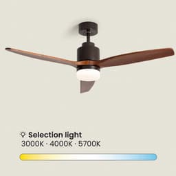 Fantiluxe - Tarek - Plafondventilator met verlichting - Bruin Donker Hout - Ø132cm - Afstandsbediening - Met lamp - Plafond ventilator - Slaapkamer — thumbnail 2