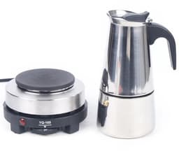 JAQZY Espressomachine - Elektrisch - 500W - Instelbare Temperatuur 0 tot 200°C - 5 Vermogensstanden - 300 ml/ 6 Kopjes - Makkelijk — thumbnail 1