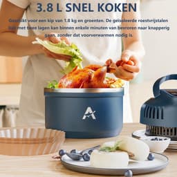 Heteluchtfriteuse - Compacte friteuse - Snel koken - Dubbelwandig geïsoleerd - 3.8 Liter - Blauw — thumbnail 2
