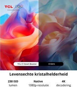 Beamer met Google TV – Full HD Projector – 4K Ondersteuning – Dolby Audio – Auto Focus & Keystone – Draagbaar – HDR10 – HDMI & USB – Thuisbioscoop — thumbnail 2