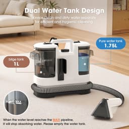 ELVENTO Tapijtreiniger machine - Vlekkenreiniger - Bank reiniger - Carpet cleaner - Wit - 13,5 kPa zuigkracht - Dubbel tanksysteem — thumbnail 5